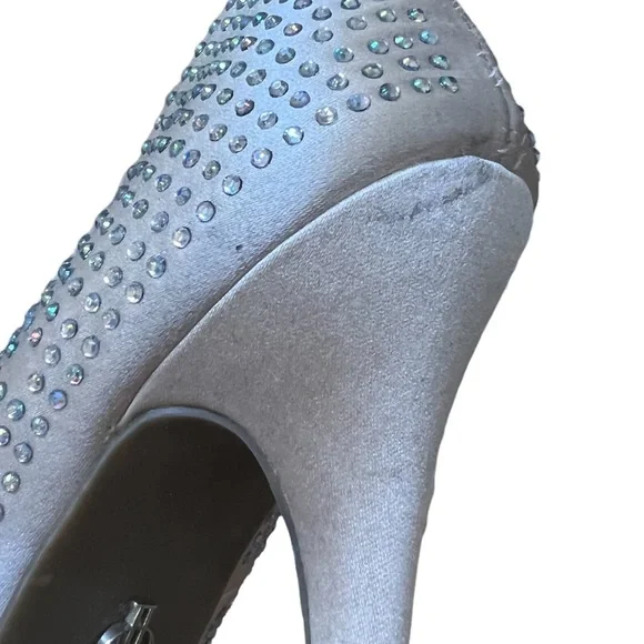 JLO Jennifer Lopez Blingy Blush 6 M Rhinestone Heels~ Dress Shoes Peep Toe - Picture 12 of 13